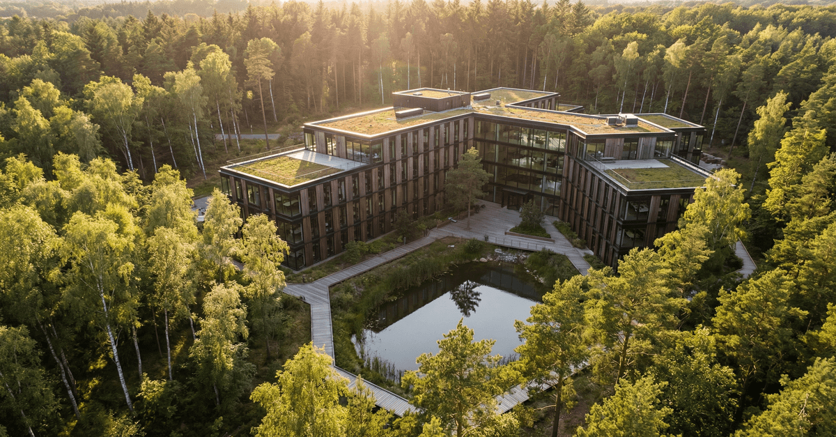 Simple Bookings kontoret omgivet af dansk natur
