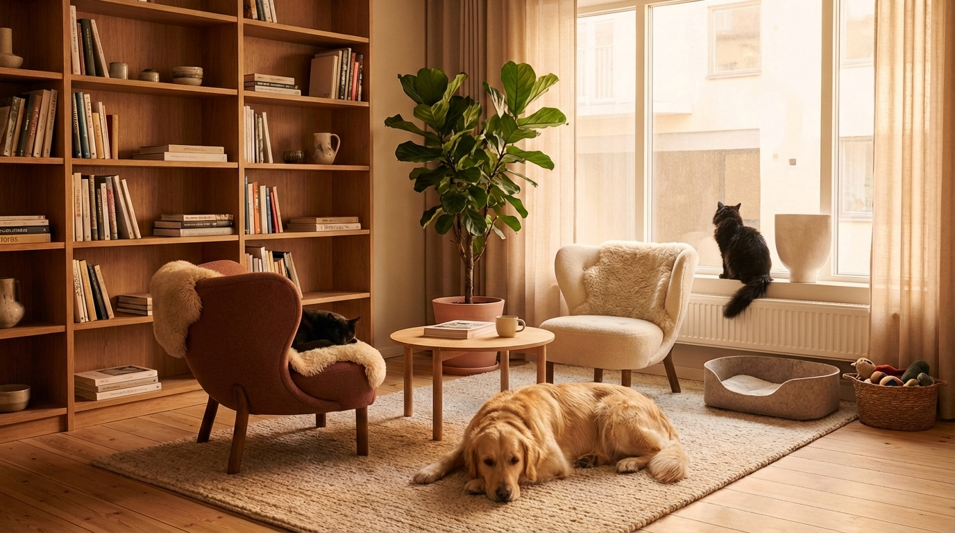 Skygge, Miso og Pixel hygger sig sammen i loungen