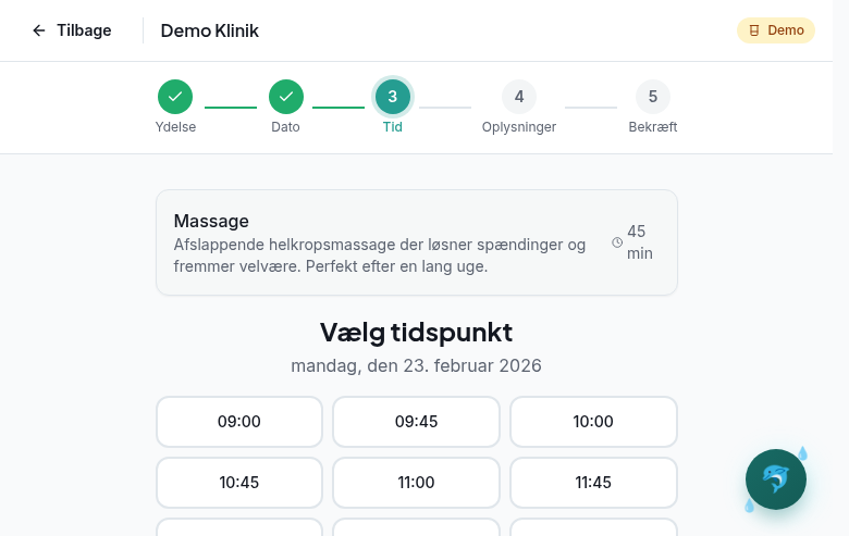 Simple Bookings — vælg tidspunkt (desktop)